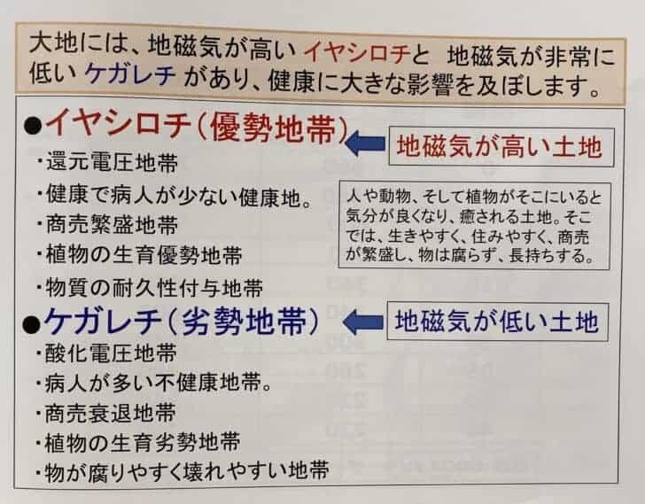 地磁気が低いとケガレチで、高いとイヤシロチ