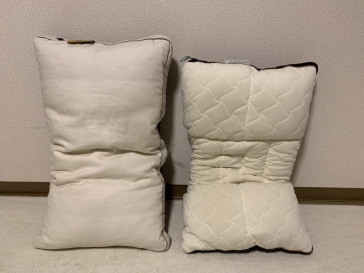 じぶんまくらプレミアムとじぶんまくら 頂の作りの比較