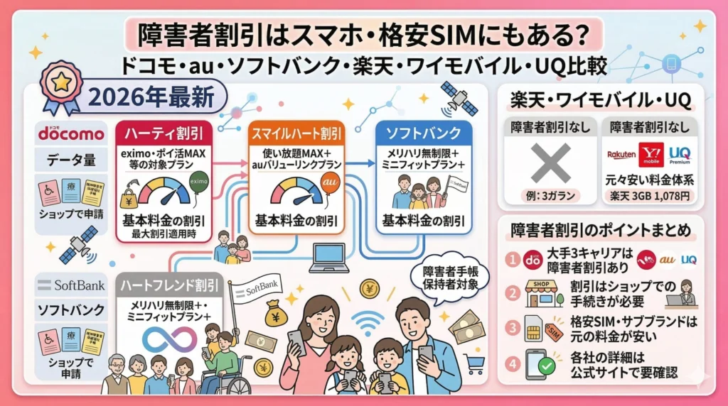 スマホ障害者割引比較のアイキャッチ画像