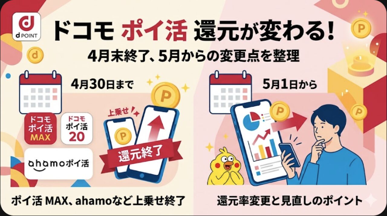 ドコモ ポイ活還元は4月30日終了 5月1日からどう変わるかを整理【2026年4月】