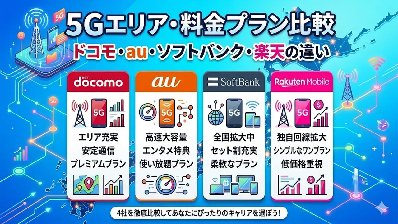 5Gエリアと料金プラン比較のアイキャッチ画像