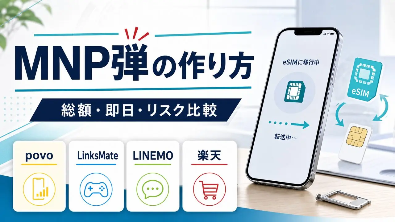 MNP弾の作り方と総額・即日・リスク比較を説明するアイキャッチ画像