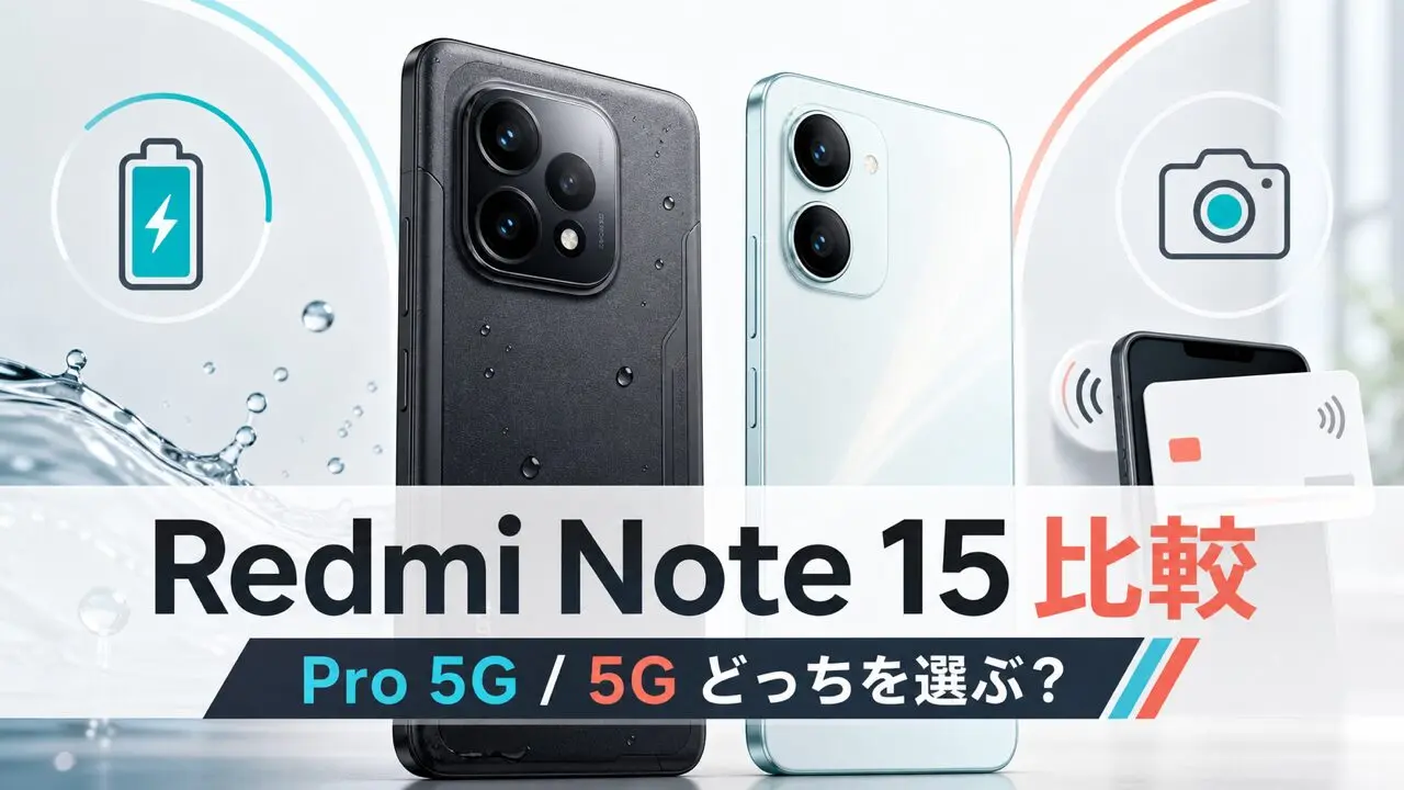 Redmi Note 15 Pro 5GとRedmi Note 15 5G比較のアイキャッチ画像