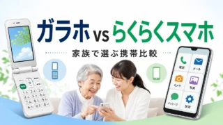 ガラホとらくらくスマホを家族で比べる携帯選びのアイキャッチ