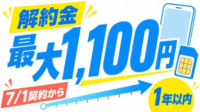2026年7月1日以降の契約は1年以内の解約金が最大1,100円になることを示す明るいアイキャッチ