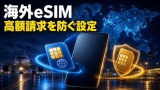 海外eSIMで高額請求を防ぐ設定を示す日本語文字入りアイキャッチ