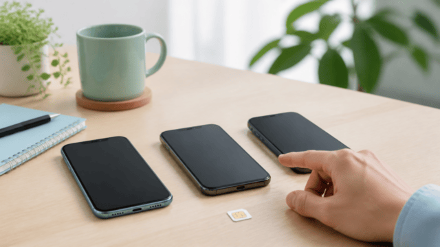 複数のスマートフォンとSIMを比較して申込条件を確認するイメージ
