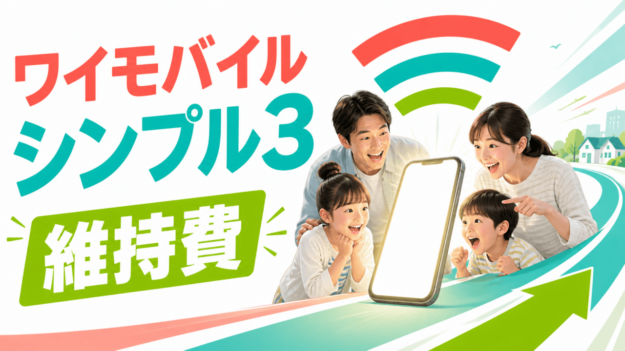 ワイモバイル シンプル3の維持費を比較するイラスト