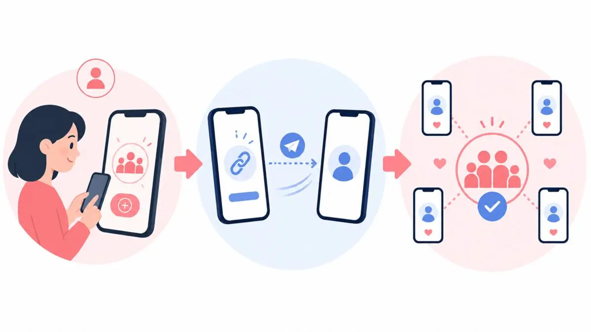 代表者がグループを作り招待リンクから家族回線が参加する流れのイメージ