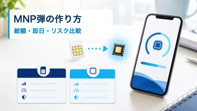 MNP弾の作り方と総額・即日・短期解約リスクを比較するSIM・eSIMのイメージ