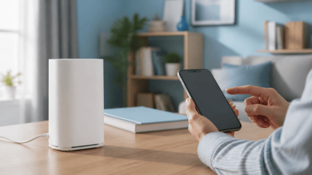 自宅のルーターとスマートフォンの接続を確認する利用イメージ