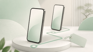 スマートフォン2台と購入ルートを比較するイメージ