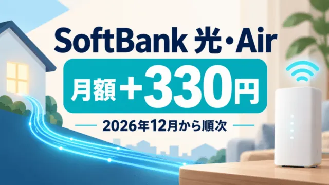 SoftBank 光・Airの対象プランは月額基本料金が330円増。2026年12月から契約形態に応じて順次適用