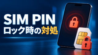 SIM PINロックの対処を示すスマートフォンとSIMカードのイラスト