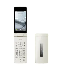 AQUOS ケータイ4 ホワイトを開いた前面と閉じた背面