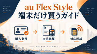 au Flex Styleの端末購入ガイド。購入条件、支払総額、対応回線を確認。