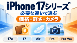 iPhone 17シリーズを価格・軽さ・カメラの必要な違いから選ぶ概念イメージ