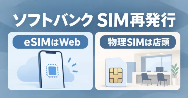 ソフトバンクSIM再発行は即日？eSIMはWeb0円・物理SIMは店頭4,950円