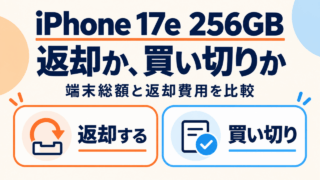 iPhone 17e 256GBの返却と買い切りを比べる図