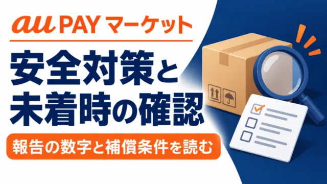 au PAY マーケットの安全対策と未着時の確認を示す独自図解。報告の数字と補償条件を読む。
