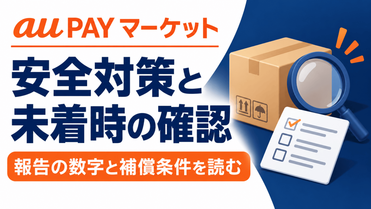 au PAY マーケットの安全対策と未着時の確認を示す独自図解。報告の数字と補償条件を読む。