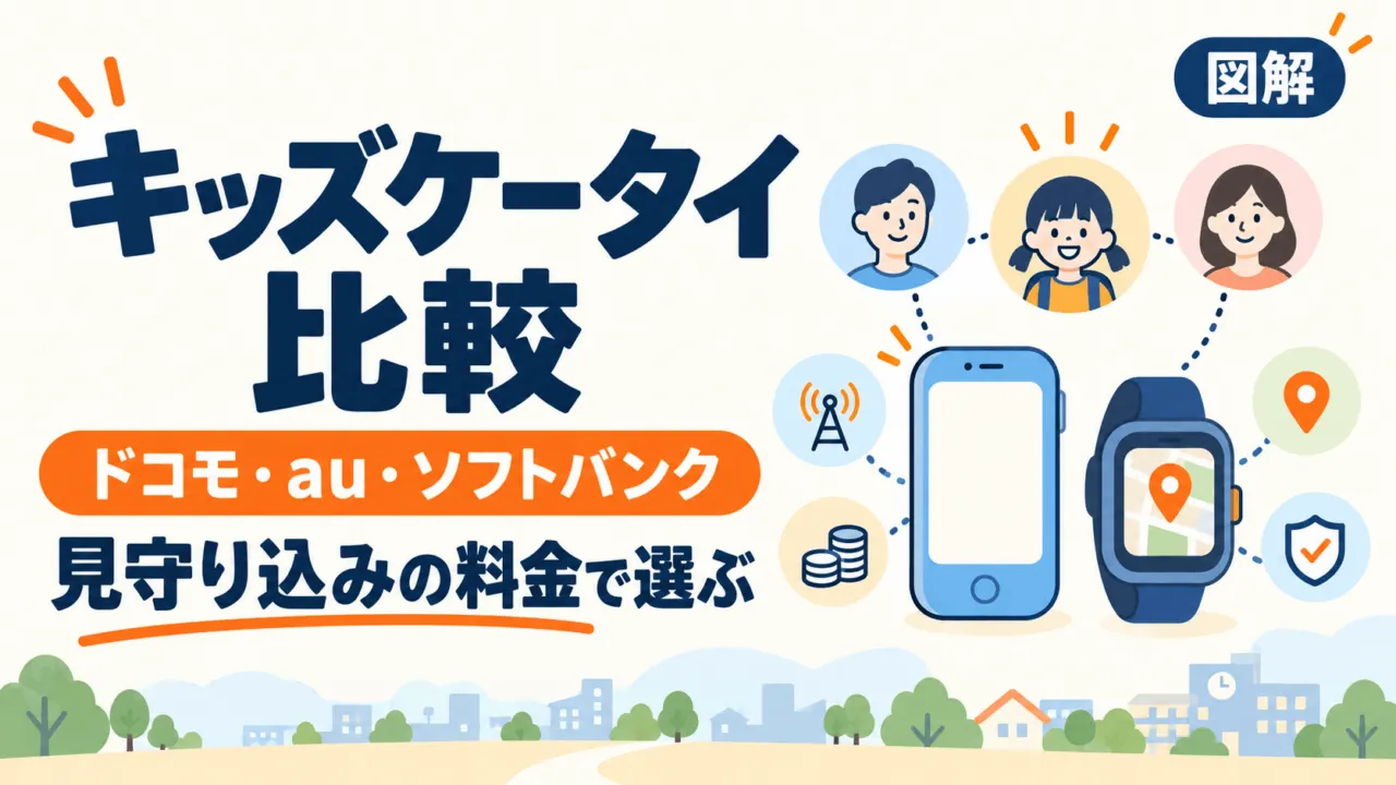 キッズケータイ3社を親回線と見守り込み料金で選ぶ図解