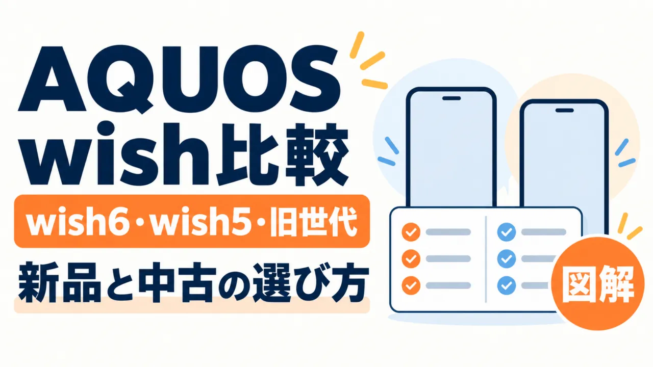 AQUOS wish6・wish5と旧世代の新品・中古を比べて選ぶ図解