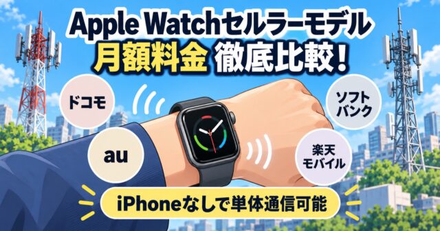 Apple Watchセルラー料金比較｜本人用4社と家族用の違いのアイキャッチ