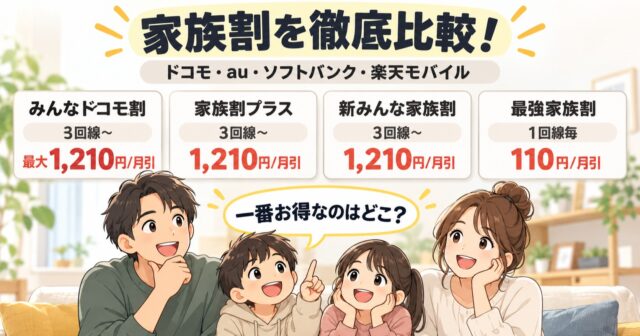 家族割を比較｜対象回線・割引額と家族全体の料金のアイキャッチ