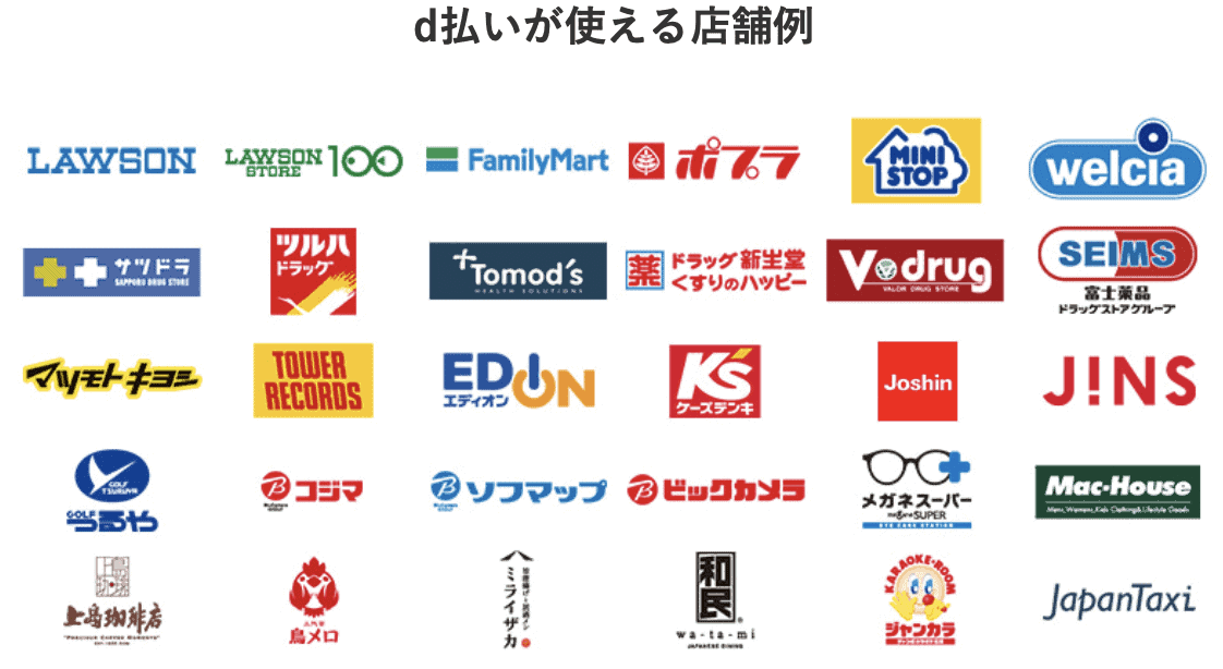 d払いが使える実店舗